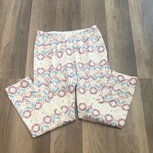 Patagonia Kids Cream Leggings with Purple and Blue Design